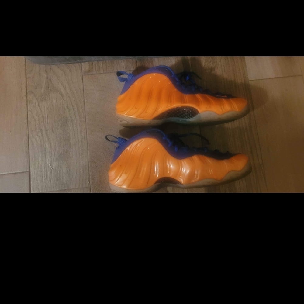 Nike Foamposite Bright Orange and Blue Sneakers